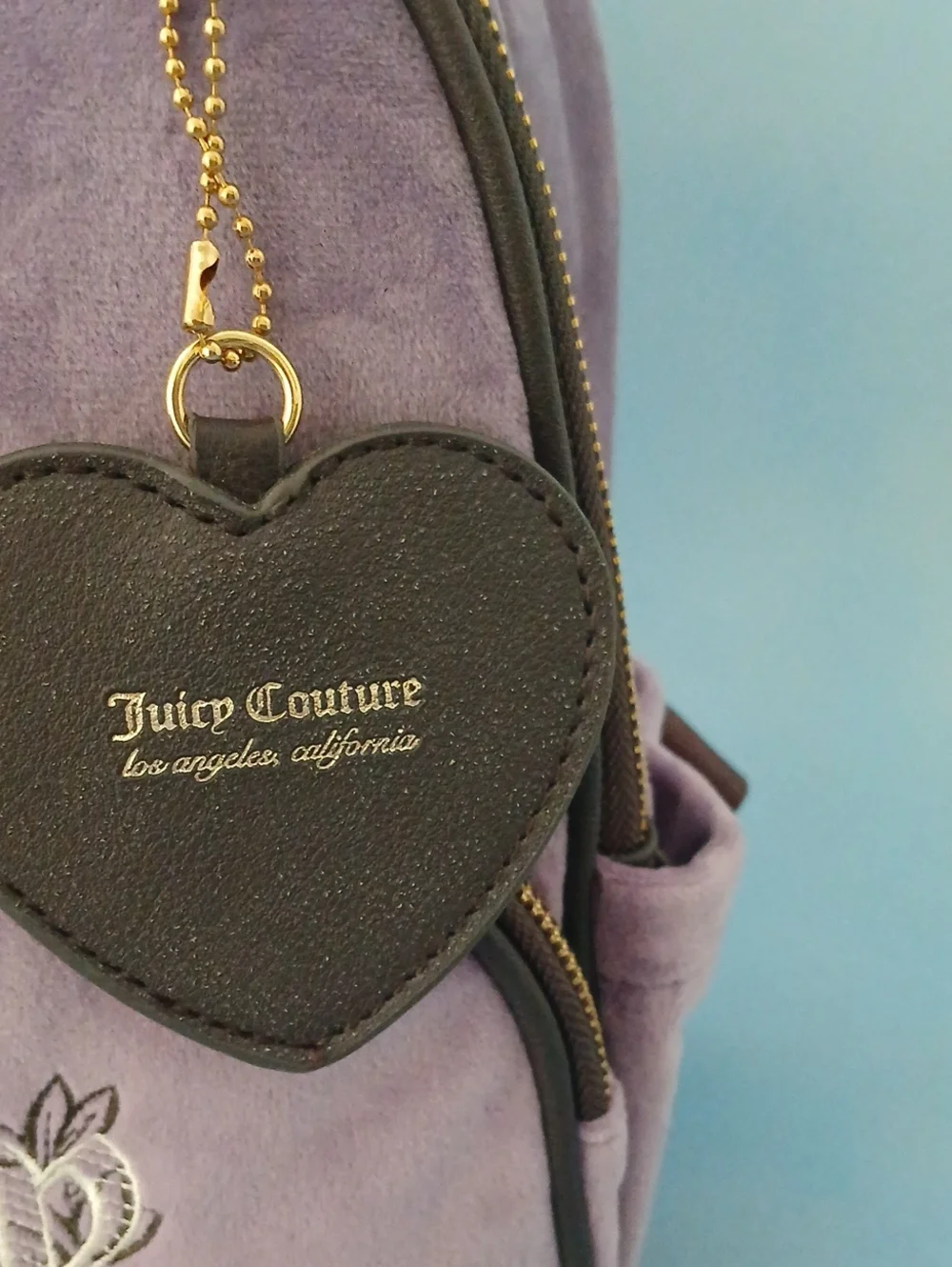 Juicy Couture Purple Velour Small Backpack with Heart Tag 12